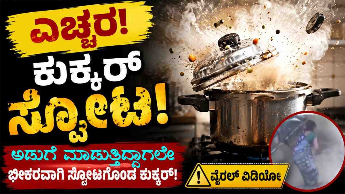 ಅಡುಗೆ ಮಾಡುತ್ತಿದ್ದಾಗಲೇ ಸ್ಫೋಟಗೊಂಡ ಕುಕ್ಕರ್